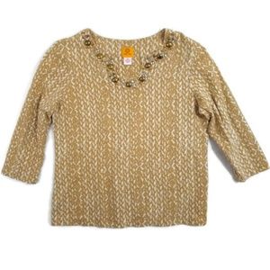 Ruby Rd. Beaded Neckline Blouse Top